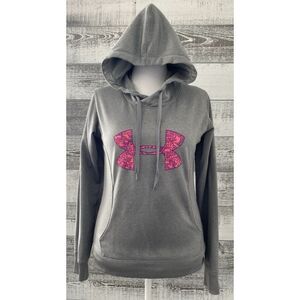 Under Armour Storm Coldgear Hoodie Women's Small Semi-Fitted Gray Pink Athletic